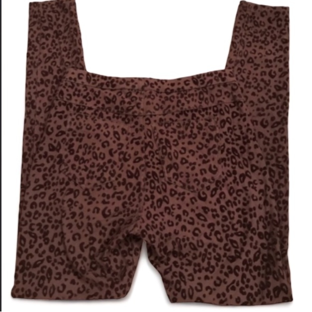 Hue Ladies Brown Leopard Animal Print Leggings | Stretchy Pockets Size S EUC
